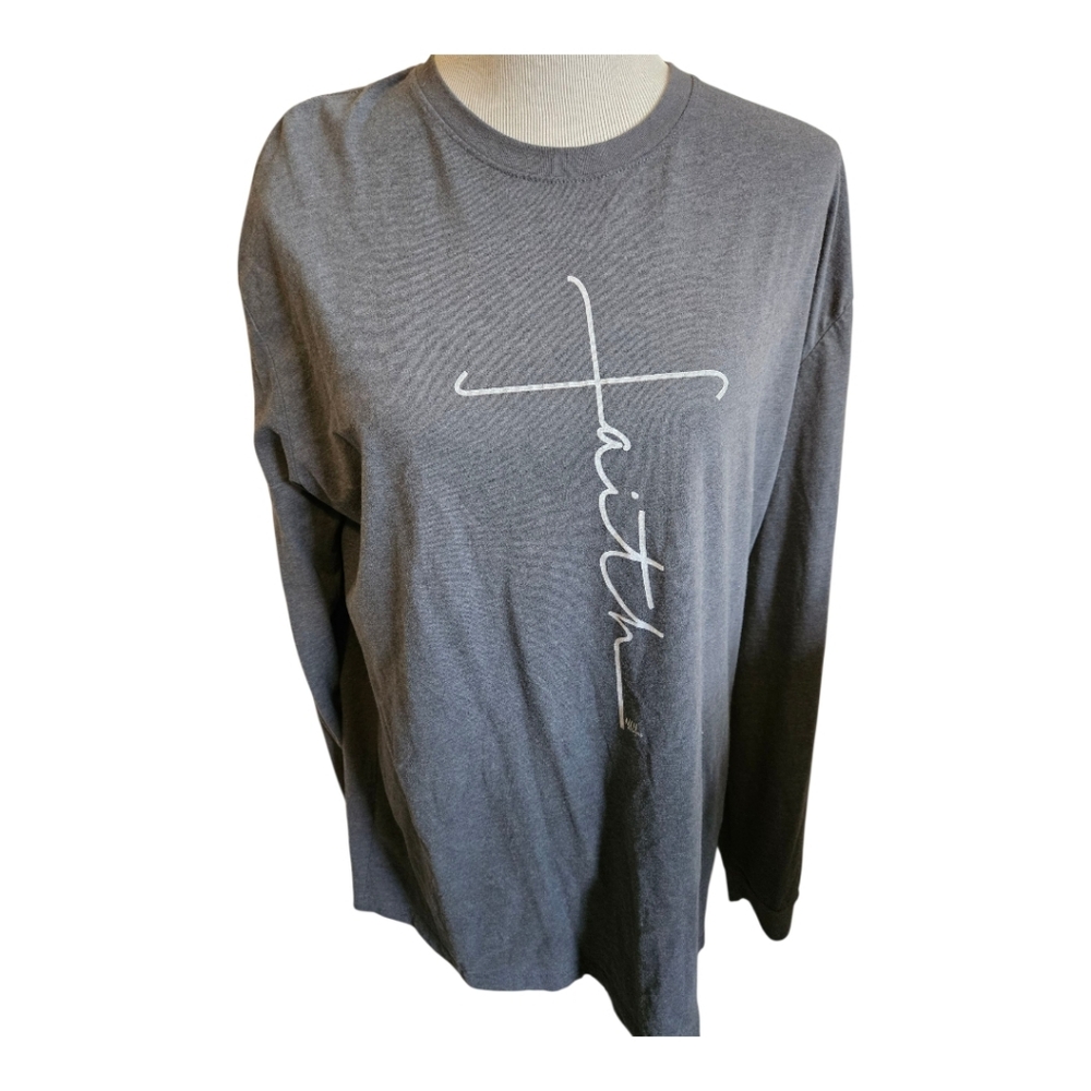 Jules & James Gray Long Sleeve Faith  Shirt Size XL.